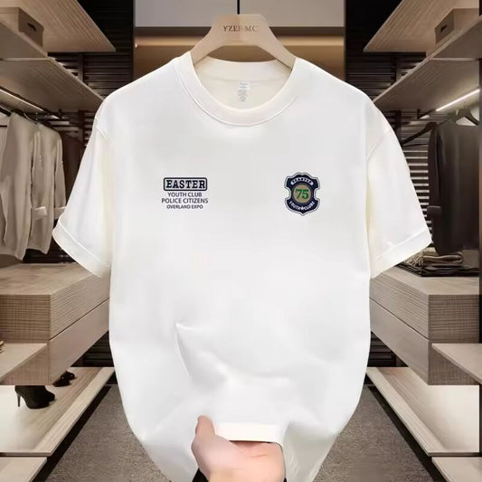 100% pure cotton heavyweight short sleeved T-shirt casual trend men's and women's summer round neck top